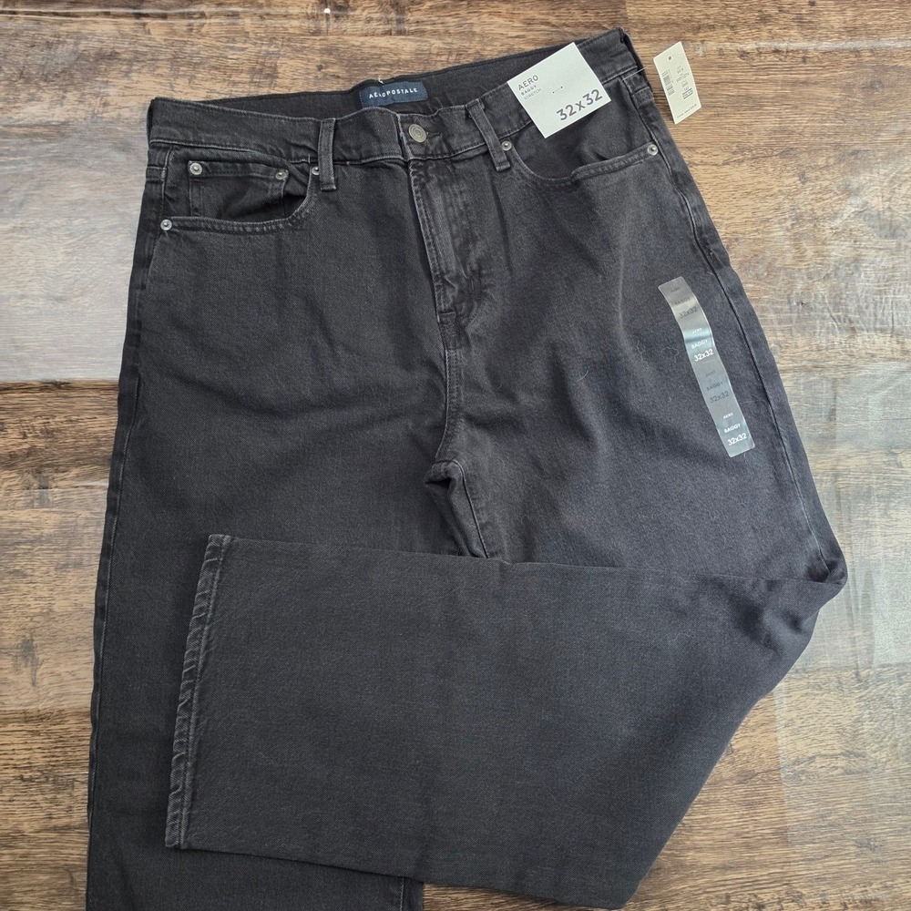 AEROPOSTALE Baggy Jeans Mens 32x32 Black Stretch Denim Relaxed Fit